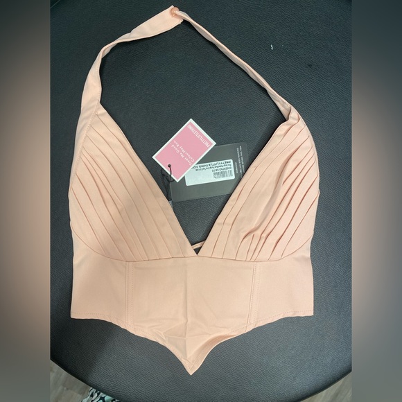 PLT Pink Cargo Pleated Bust Plunge Crop Top SIZE 4US (8UK) - Picture 2 of 8